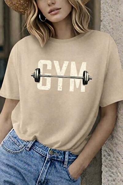 New Shine Gym Printed Beige Unisex T-Shirt
