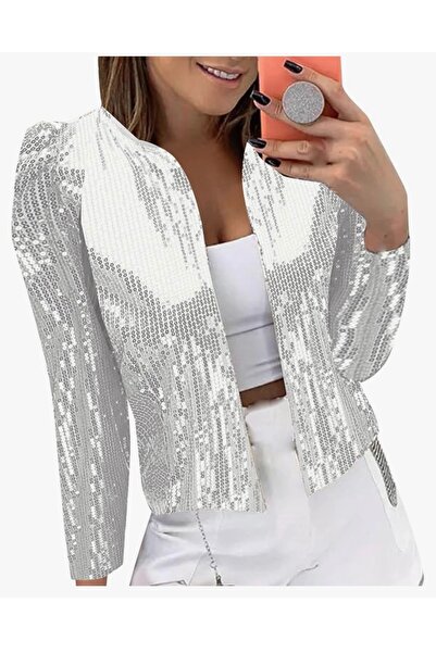 SuElo GÜMÜŞ PUL PAYETLİ CEKET