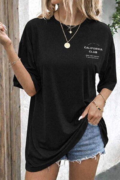 New Shine Μπλουζάκι California Club με στάμπα, μαύρο, unisex