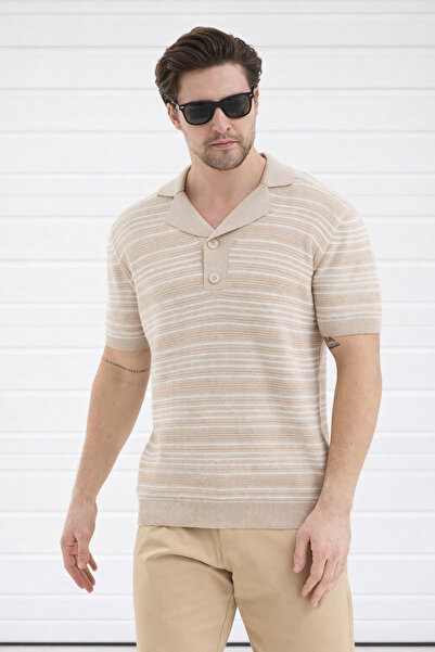 Delpino V-Neck Knitwear Men's Cotton T-Shirt