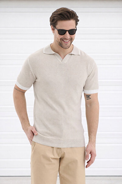 Delpino Polo Neck Knitwear Men's Cotton T-Shirt