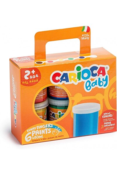 carioca Vopsea lavabil pentru degete pentru bebeluși - 6 culori x 80 gr - ko032