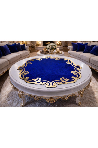 Diva Home 90X90 Gold Laser Cut Velvet Runner / Coffee Table Cover – Luxurious...