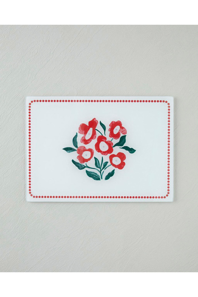 English Home Bright Parade Cam Kesme Tahtası 25x35 cm Kırmızı - Beyaz