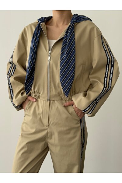 MODA FULAR DETAYLI CROP CEKET