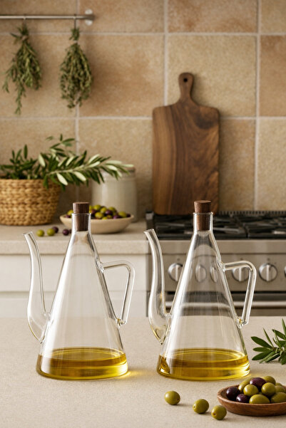 Paşabahçe 2'Lİ Cam Yağdanlık Seti - Mantar Kapaklı Damlatmaz Akıtmaz Yağdanlı...