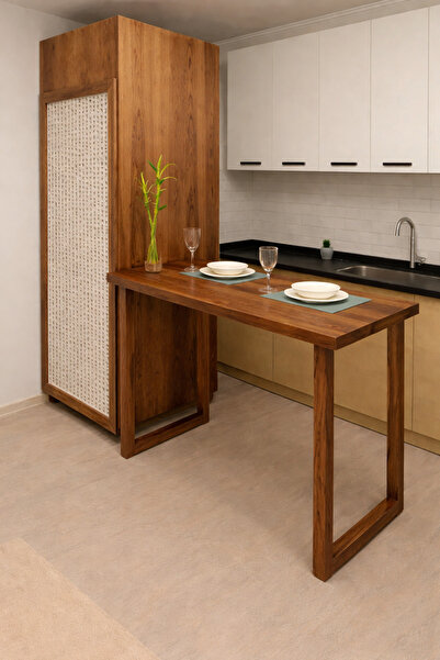 PREMIUM HOME DEKOR 60 X 120 DOĞAL AHŞAP BAR/KAHVE KÖŞESİ (HER EBAT VE YÜKSEKL...