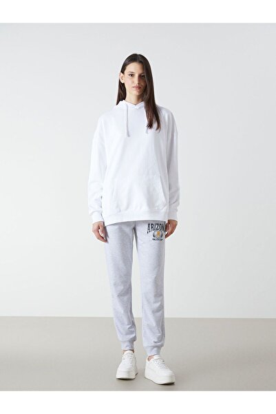 LC Waikiki Gray Elastic Waist Printed Women's Jogger Sweatpants