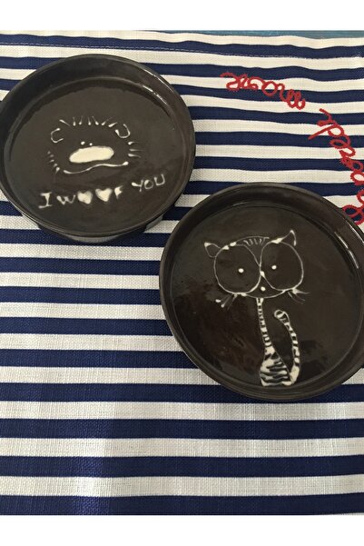 seramikanaz Double Handmade Ceramic Brown Round Plate