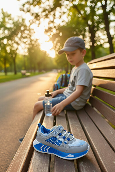 enoch Boys' Multi-Panel Velcro and Flexible Lace-Up Casual Sports Shoes