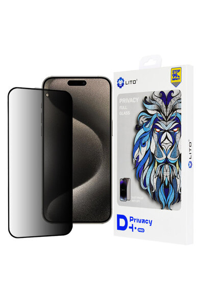Lito D+ Pro Privacy Glass for iPhone 15 Pro Max, Black