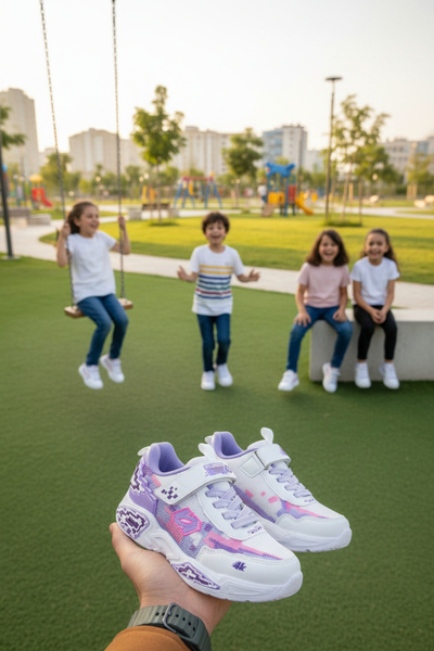 enoch Pixel Patterned and Colorful Block Detailed Boys' Sports Shoes