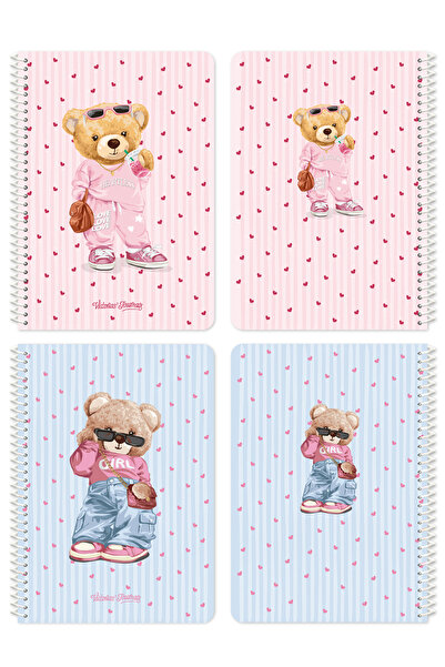 Victoria's Journals مجموعة من دفترين مدرسيين حلزونيين مقاس A5 - غلاف مربع الن...