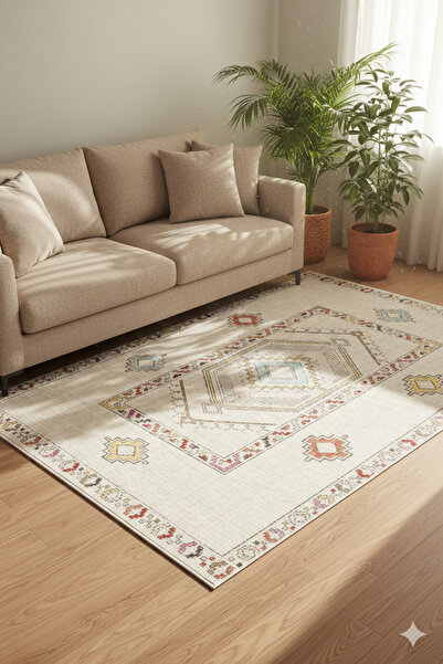 eco concept Oriens Serisi Dijital Baskı Halı Etnik Retro Desen Mutfak Halı Yı...