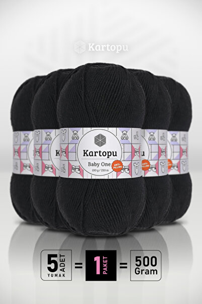 Kartopu Baby One - Negru K940 - Pachet de 5 - 100gr/250m - Fir pentru bebeluș...