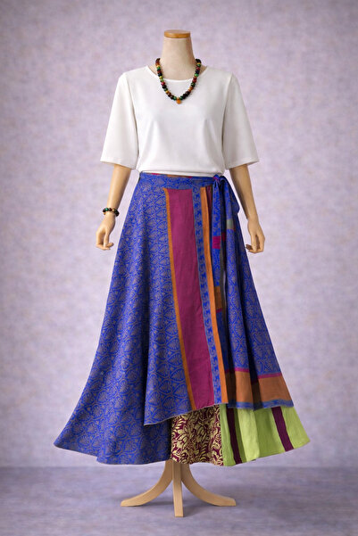 Bohoyasam Nepal Çift Taraflı İpek Etek – Bohem Desenli, Bağlamalı Model, Özel...