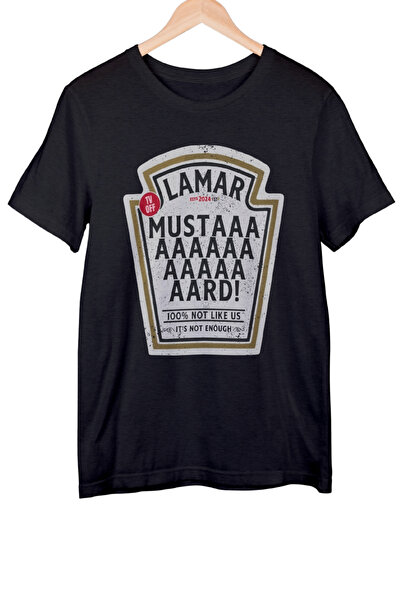 Texclusive تي شيرت كيندريك لامار تي شيرت ماستارد أسود للجنسين تي شيرت لامار