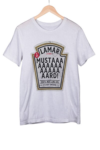 Texclusive تي شيرت كيندريك لامار تي شيرت ماستارد أبيض للجنسين تي شيرت لامار