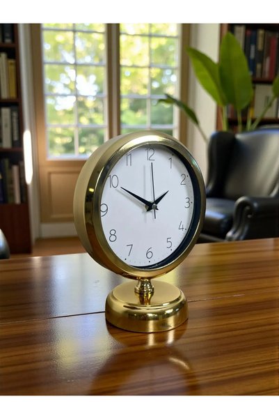 NW NessiWorld Golden Time 25 X 20 cm Metal Table Clock
