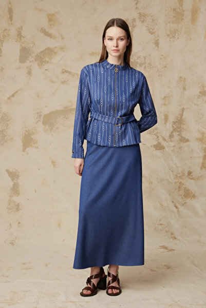 Zühre Blue skirt suit with zipper detail 1853