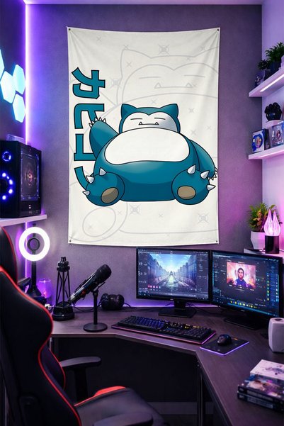Reyhani Snorlax-1 Wall Cloth Brilliant Quality Fabric Room Decor Tapestry Wall Carpet Gaming