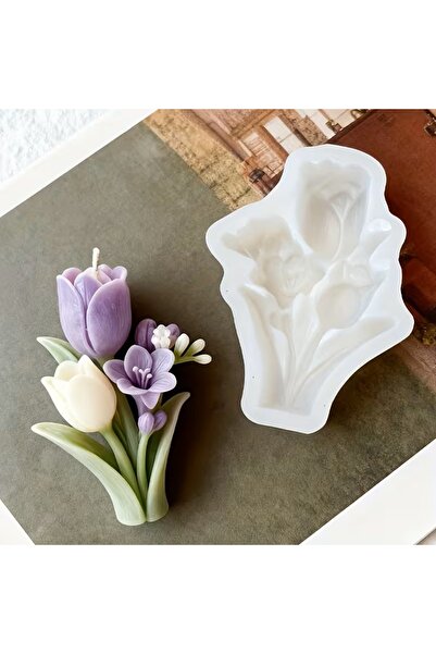 HogART Design Küçük Lale Demeti ( Model 2 ) Kokulu Taş Mum Sabun & Epoksi Sil...