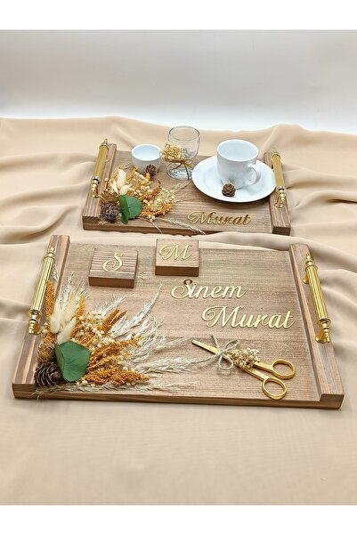ZEKAAVM Ahşap tepsi setti kız isteme tepsisi söz nişan tepsisi