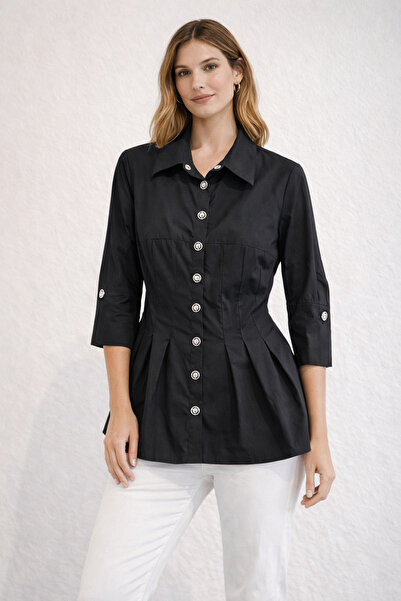 AYHAN قميص قطني بتفاصيل مطوية