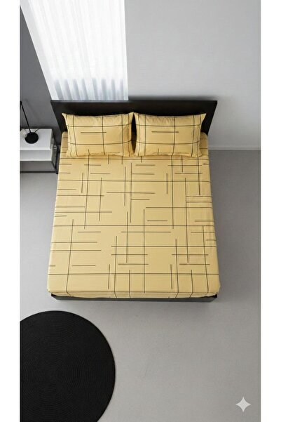 uykulife home collection UYKULIFE ŽUTO-CRNO PRUGASTA ELASTIČNA POSTELJINA