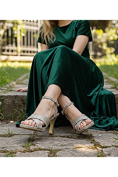 KAFKASLAR AYAKKABI Pantofi de damă de seară cu toc de 9 cm, cu platformă și d...