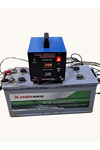 gold mercan Akü Şarj Cihazı Bakır Sargılı Test Özellikli Dijital 12 Volt 200 ...