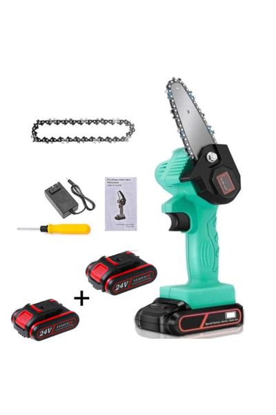 MagExpert Chainsaw Electric saw with 2 24V batteries, 4 inch/10cm blade, cord...