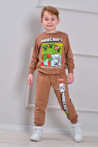 ÖRZİ Kids Seasonal Ba Printed Ip Boys' Tracksuit Set 3-10 Years Old