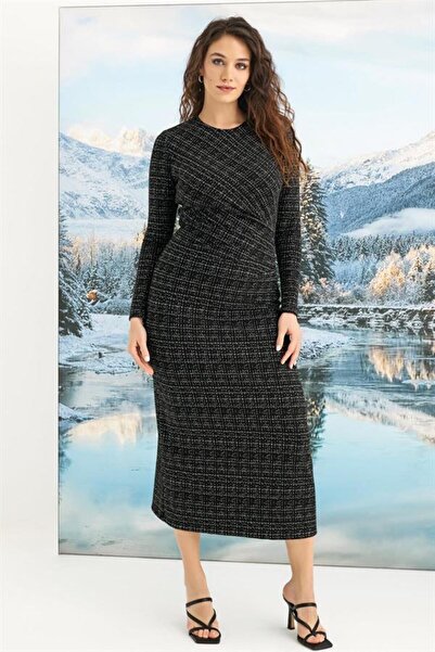 HAYAT STORE M Merc Clothing Patterned Long Sleeve Dress