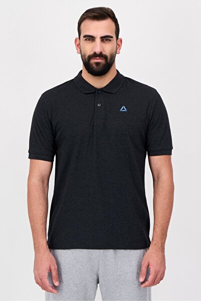 Reebok Men Sportswear Fit Short Sleeve Outdoor Polo Shirt, Dark Grey