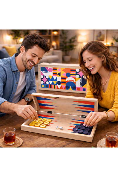 esdekor Happy Themed Backgammon Anti-Scratch Floor 2 Layers Varnish Polished ...