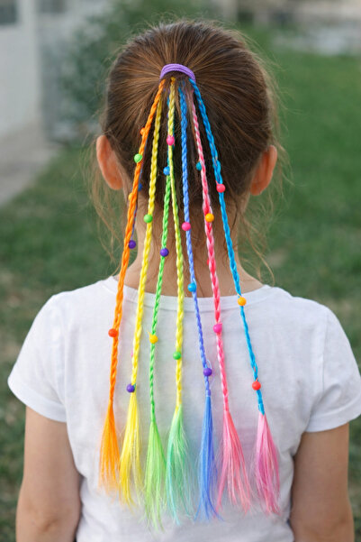 TUTU DESİGN Multi-Colored Beaded Braided Hair Accessory – Clip-On Children's ...