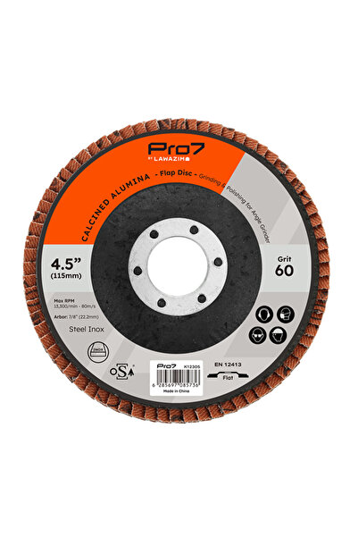 Lawazim Pro7 4.5 Inch Flap Disc 60 Grit - 10 Pack Aluminum Oxide Grinding Disc