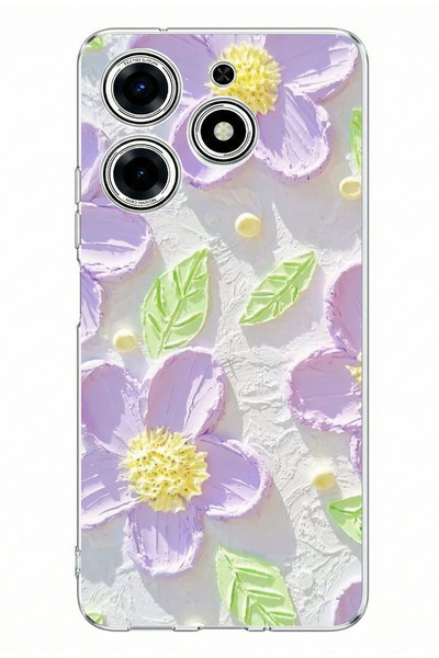 TechTree حافظة سيليكون متوافقة مع هاتف تكنو سبارك 10 برو مطبوعة برسومات الأقح...