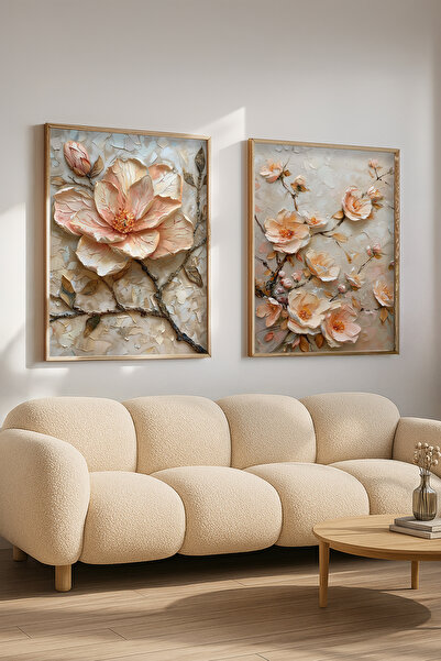 STARYUNA Wooden Framed Pastel Flower Branches Double Painting Set Yuna547