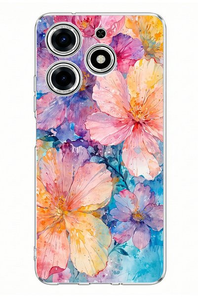 TechTree Tecno Spark 10 Pro Compatible Colorful Flowers Watercolor Printed Si...