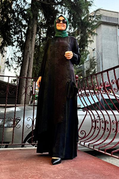 MissWhence Colorful Long Silk Suit Black 36019