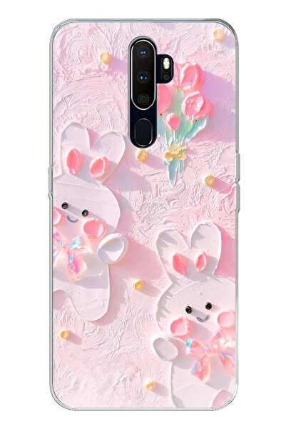 TechTree حافظة سيليكون مطبوعة على شكل أرانب لطيفة متوافقة مع هاتف أوبو A5/A9 ...