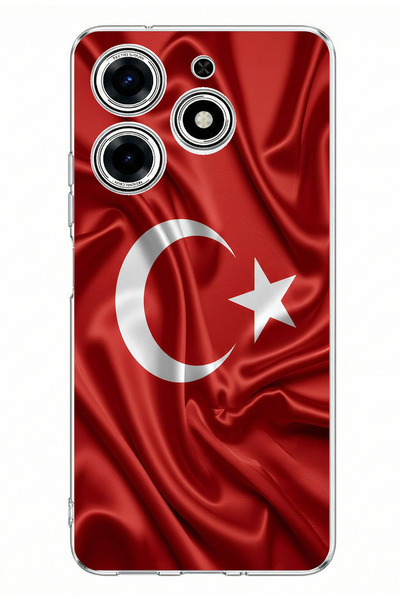 TechTree حافظة سيليكون مطبوعة عليها العلم التركي متوافقة مع هاتف تكنو سبارك 1...