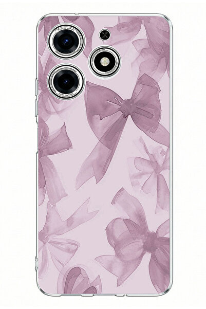 TechTree Tecno Spark 10 Pro Compatible Violet Tone Bow Printed Silicone Case