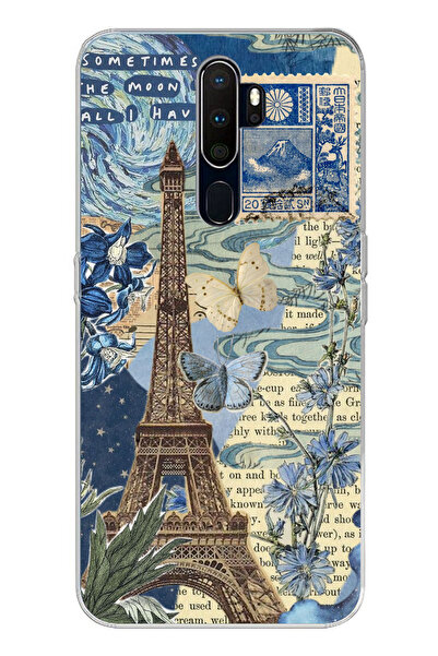 TechTree حافظة سيليكون مطبوعة متوافقة مع هاتف اوبو A5/A9 2020 بطبعة باريس وبر...