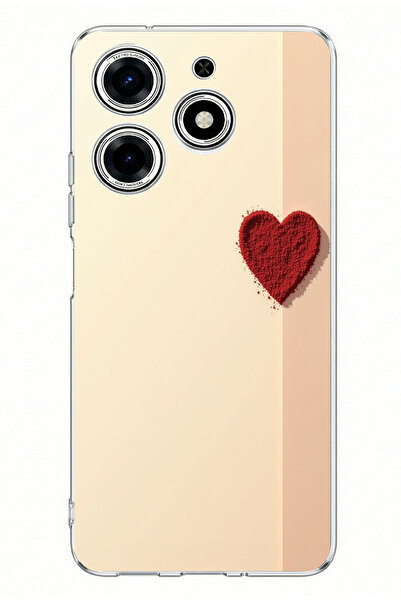 TechTree حافظة سيليكون متوافقة مع هاتف تكنو سبارك 10 برو، مطبوعة بقلب أحمر عل...