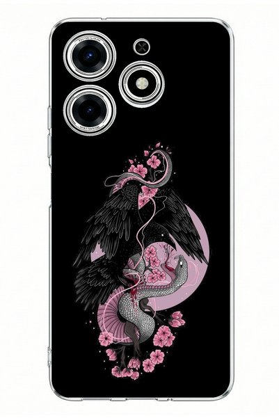 TechTree Tecno Spark 10 Pro Compatible Pink Black Snake Print Silicone Case