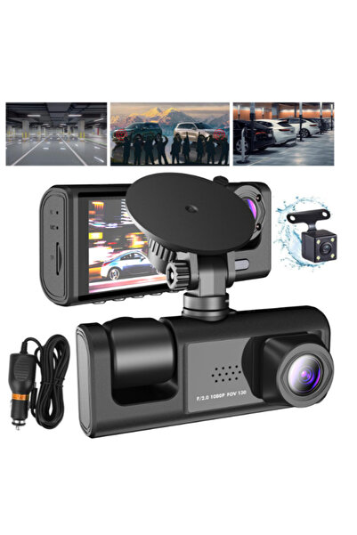 MagExpert Camera auto tripla FullHD, 3 camere-fata/spate/interior, ecran 2'',...