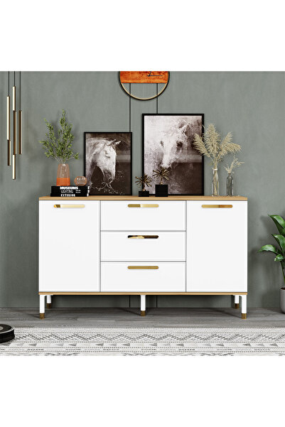 Kalender Dekor Asmin Çekmeceli Kapaklı Konsol Şifonyer Çok Amaçlı Dolap 150 c...